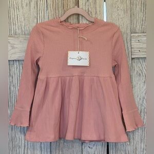 Oopsie Daisy Girls' Dusty Pink Long Sleeve Ribbed Top sz 5/6